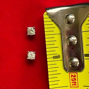 Silver and diamond stud earrings